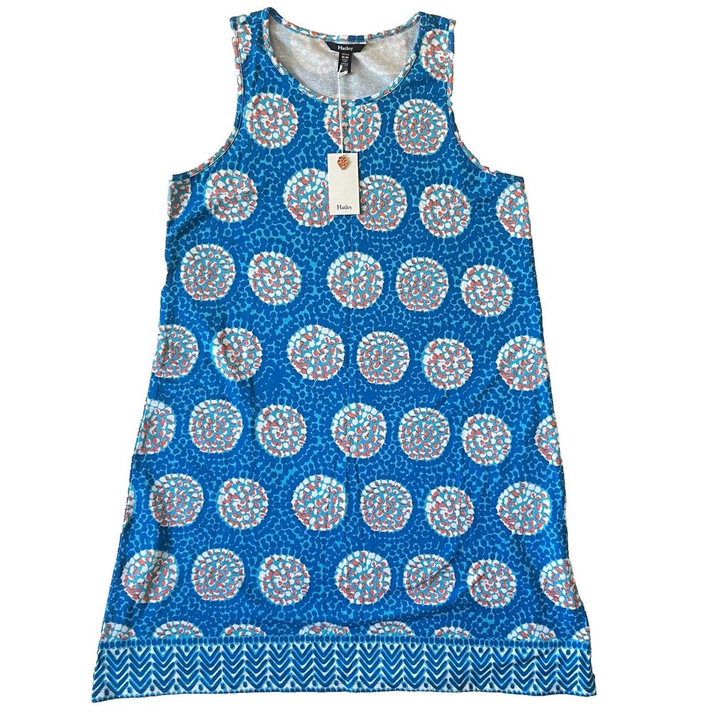 Hatley Dress M Tank Sundress blue orange medallion print sleeveless casual NWT